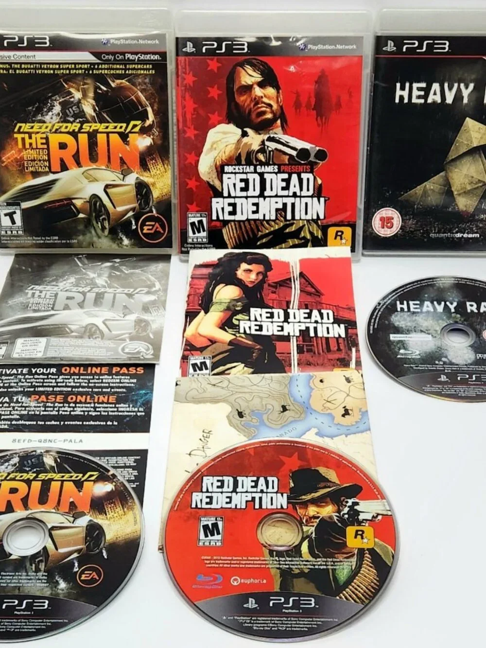 PS3 Game Bundle Lot - Red Dead Redemption, Need for Speed, Heavy Rain CIB Tested